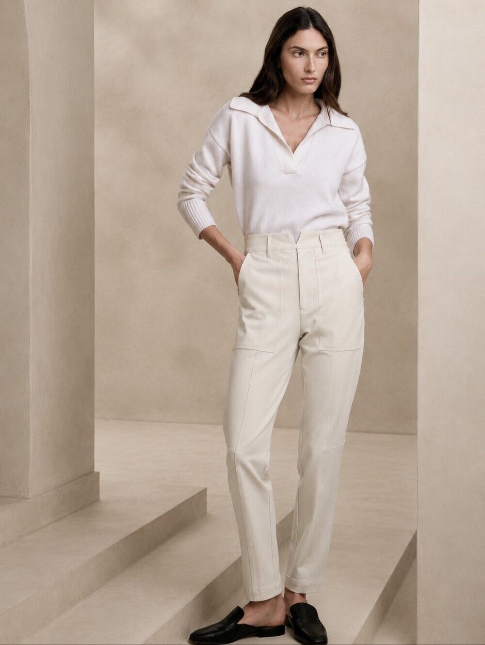 Banana Republic Refined Utility Pants Ivory Size 8